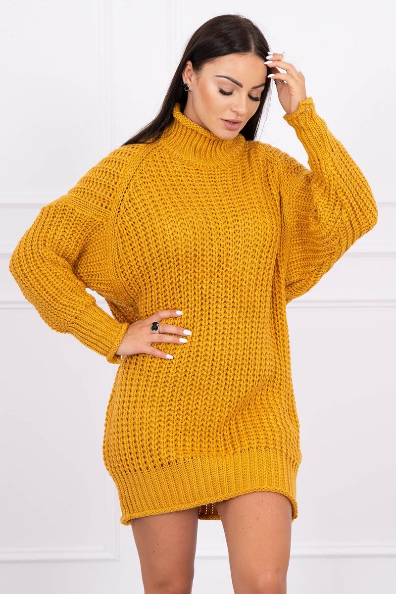 mustard turtleneck dress