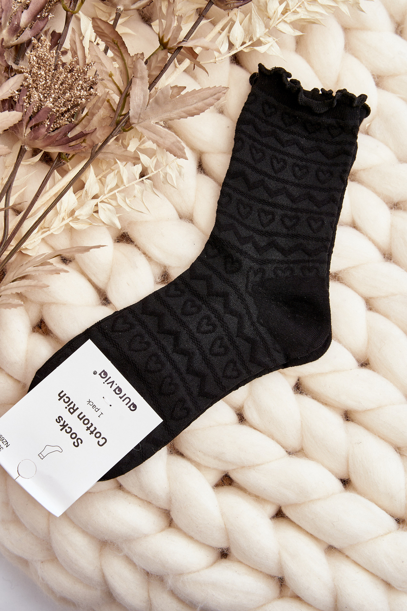 Levně Vzorované dámské ponožky černé