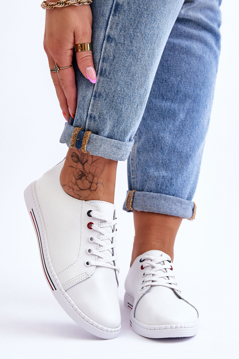 Women's Leather Sneakers White Renes