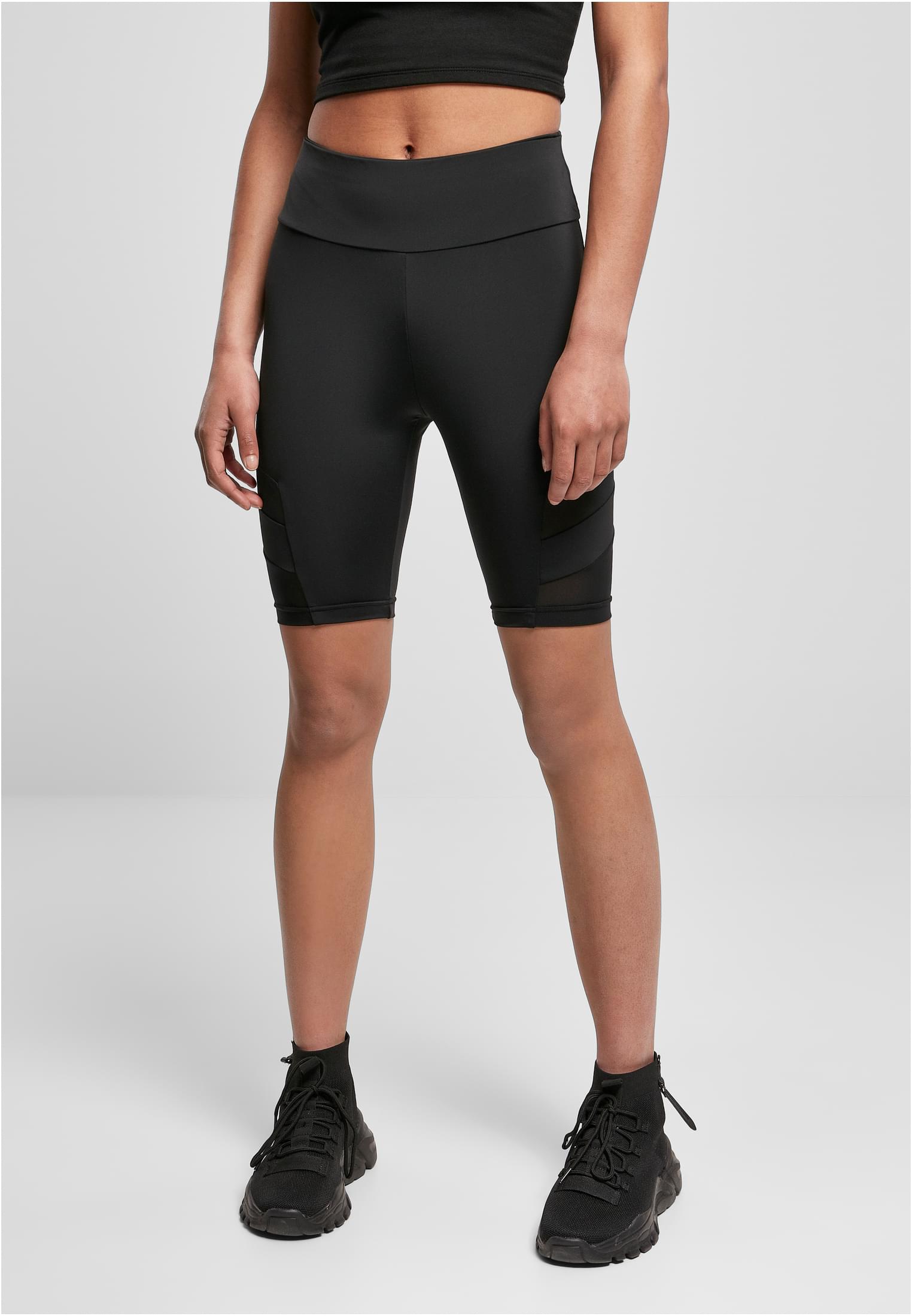 Women's High Waist Tech Mesh Cycle Shorts, Black