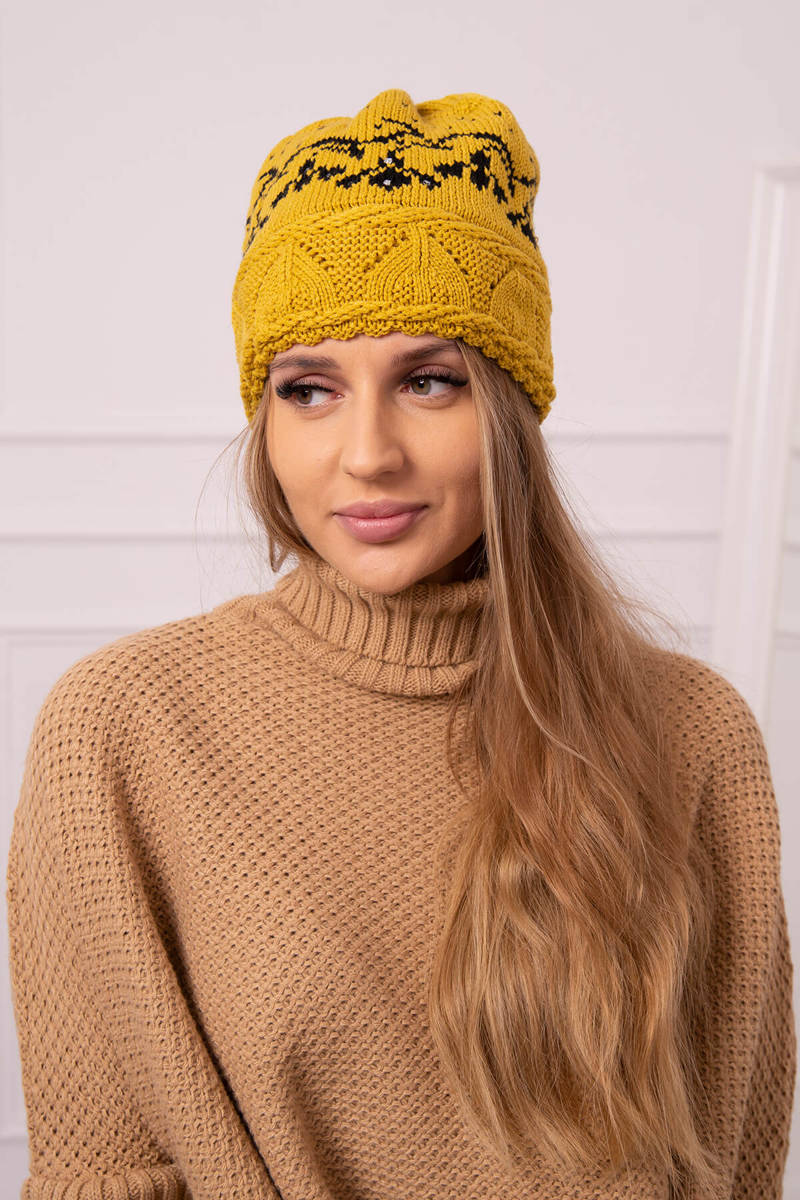 Ladies beanie Kira K374 mustard+black