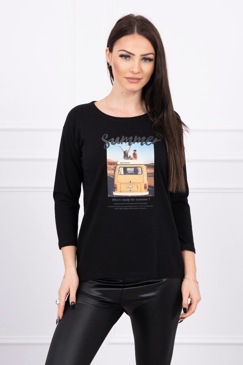 Blouse With Print Summer Car Black