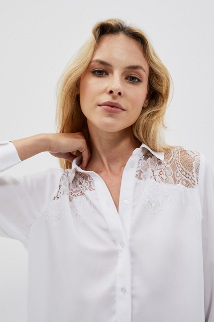 Shirt With Lace On The Shoulders