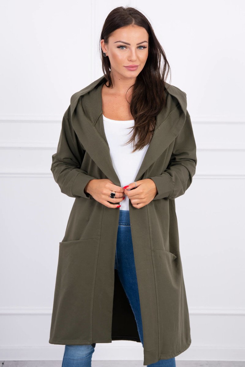 Levně Pelerína s kapucí oversize khaki