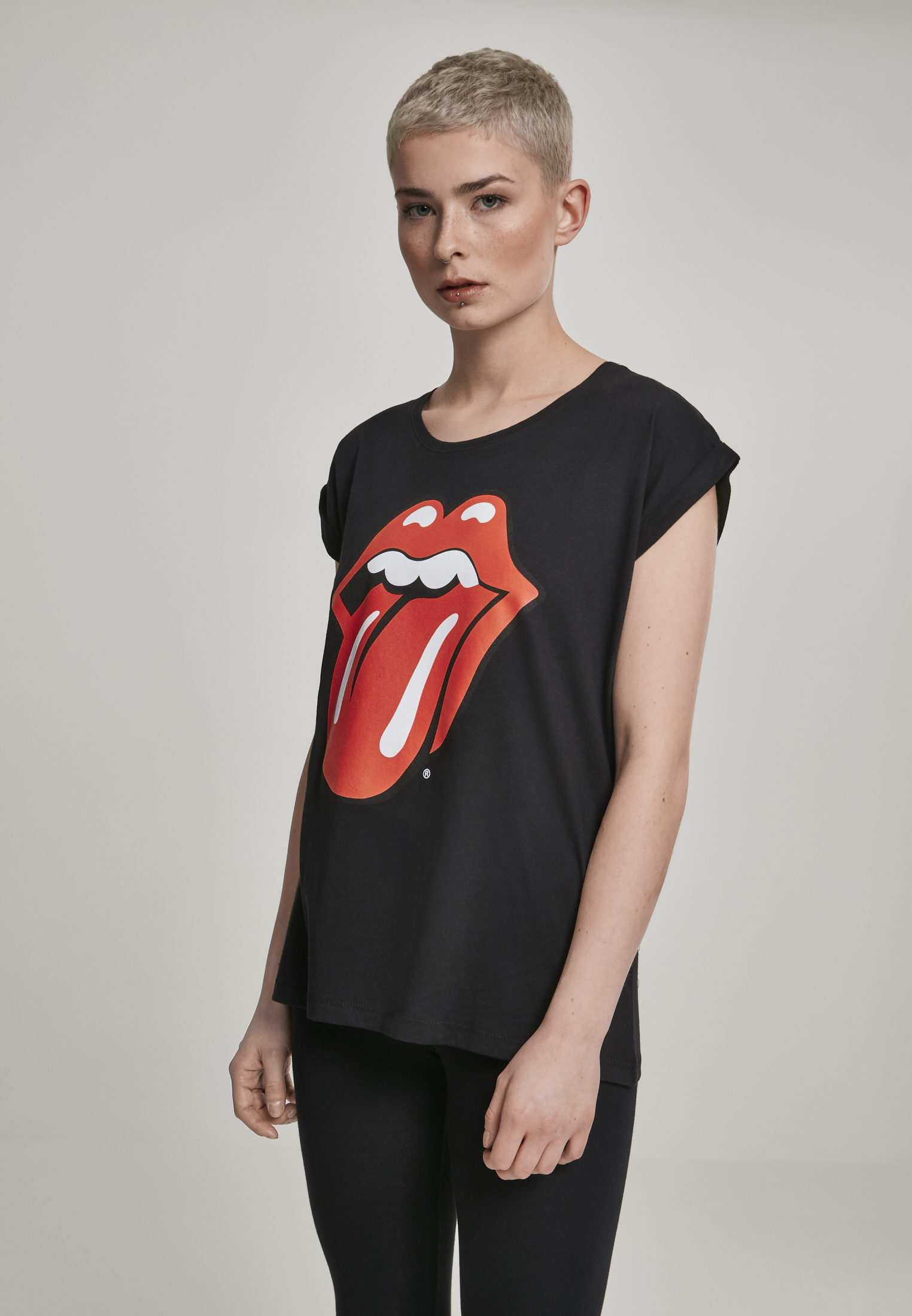 Women's T-shirt Rolling Stones Tongue Black