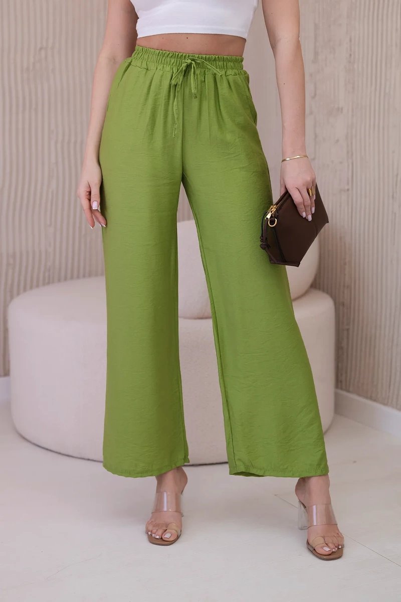Wide viscose trousers olive