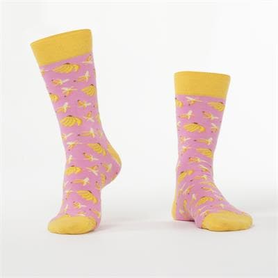 Men's pink socks with bananas