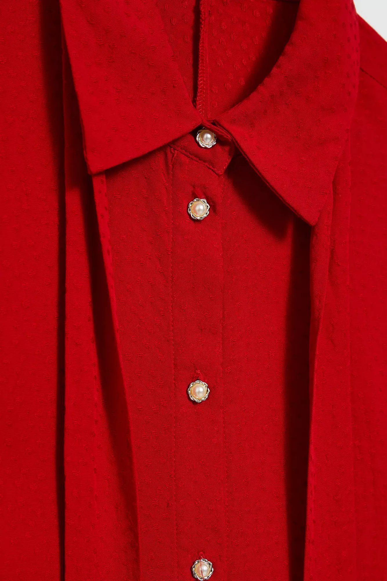 Marisse Red Tie-Neck Shirt