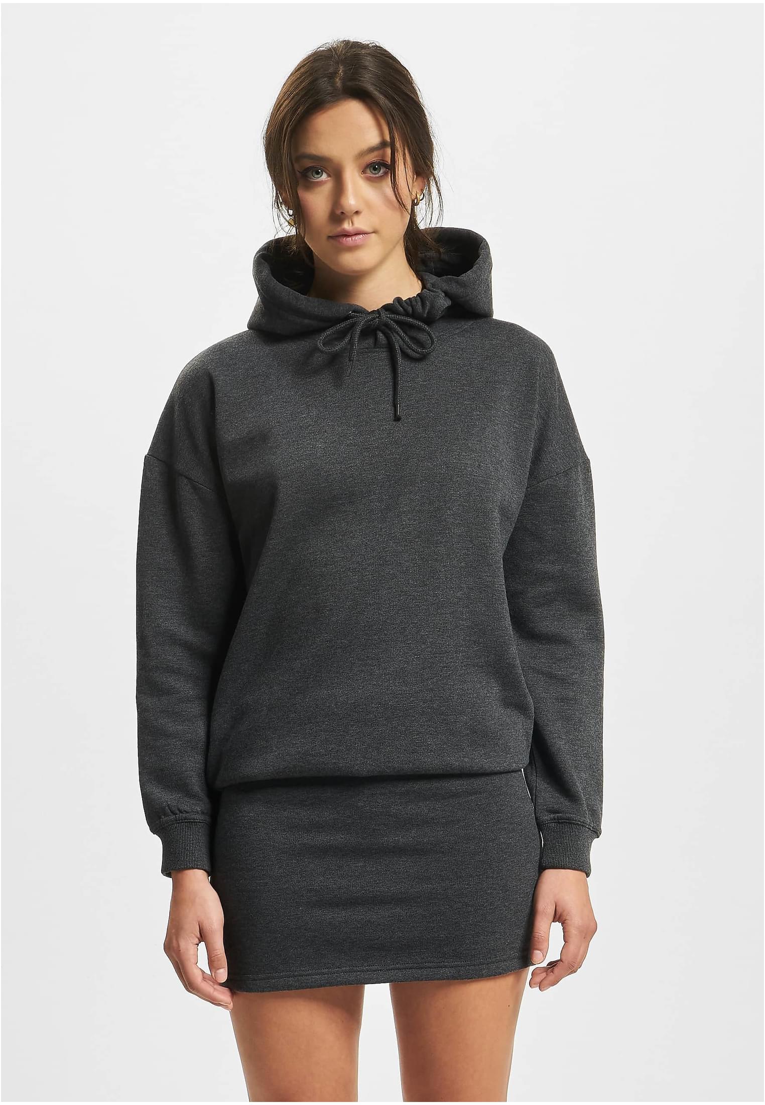 Women's Cropped Hoody Sweatshirt Dress - Grey