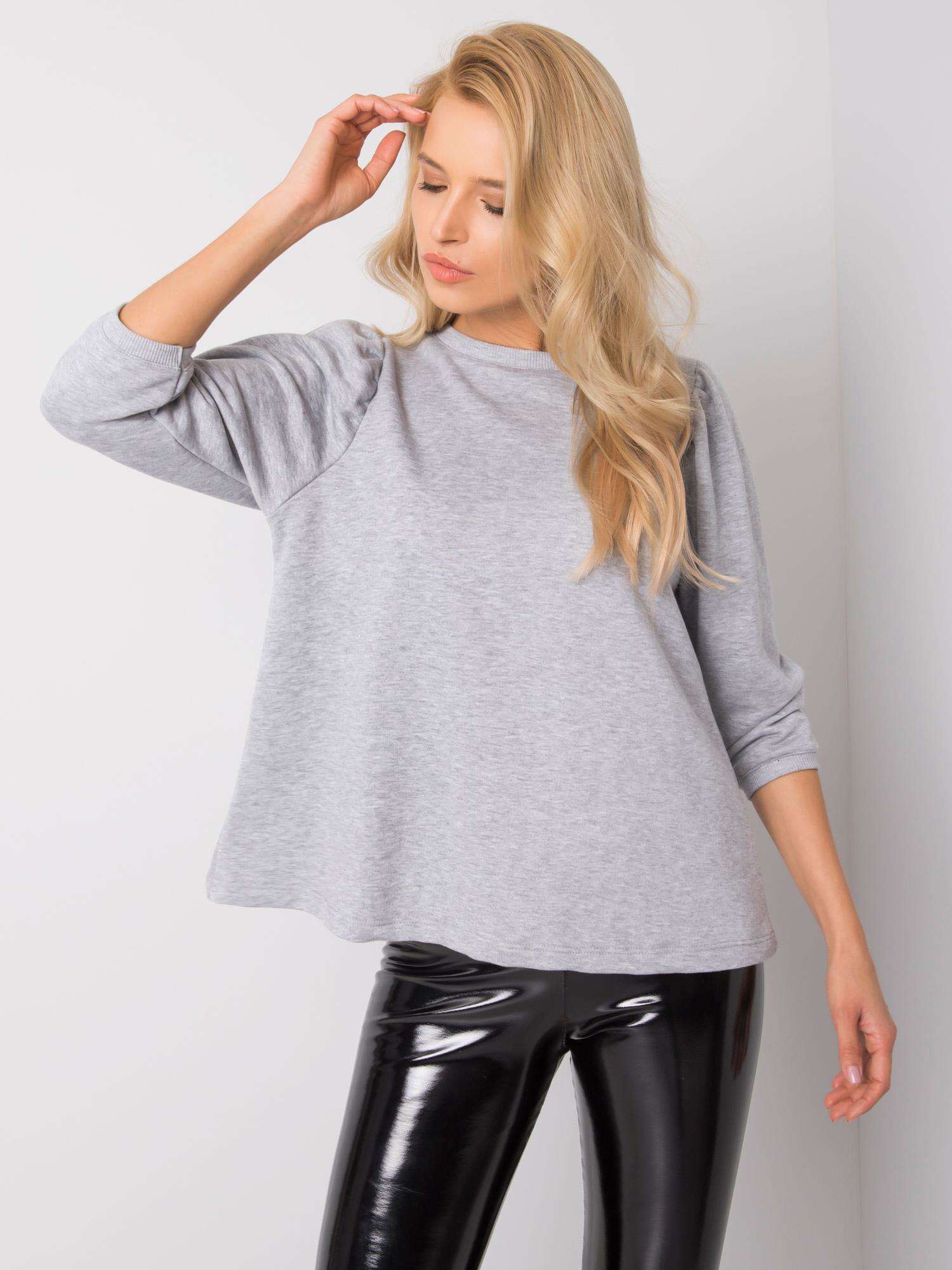 RUE PARIS Cotton Blouse In Grey Melange