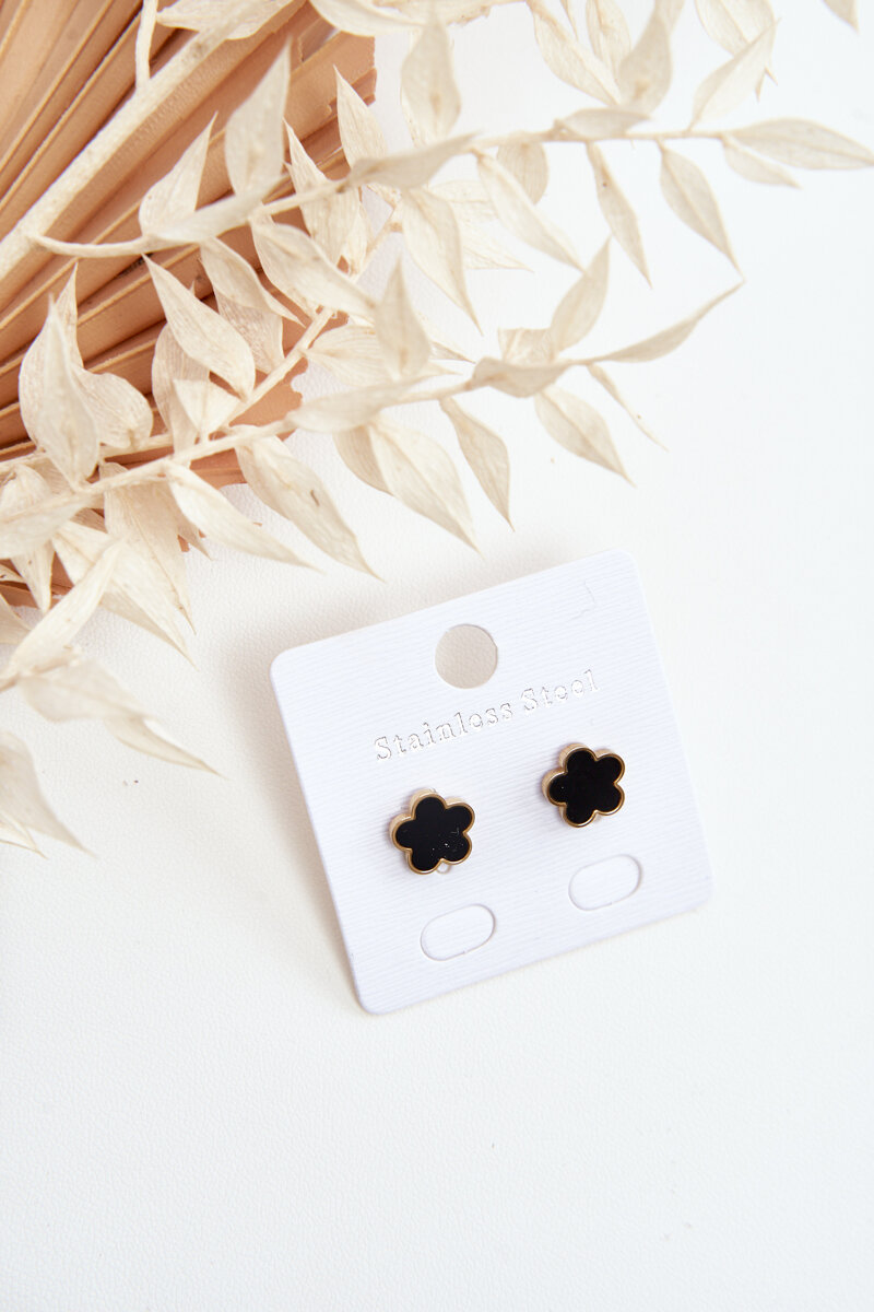 Delicate black and gold floral earrings
