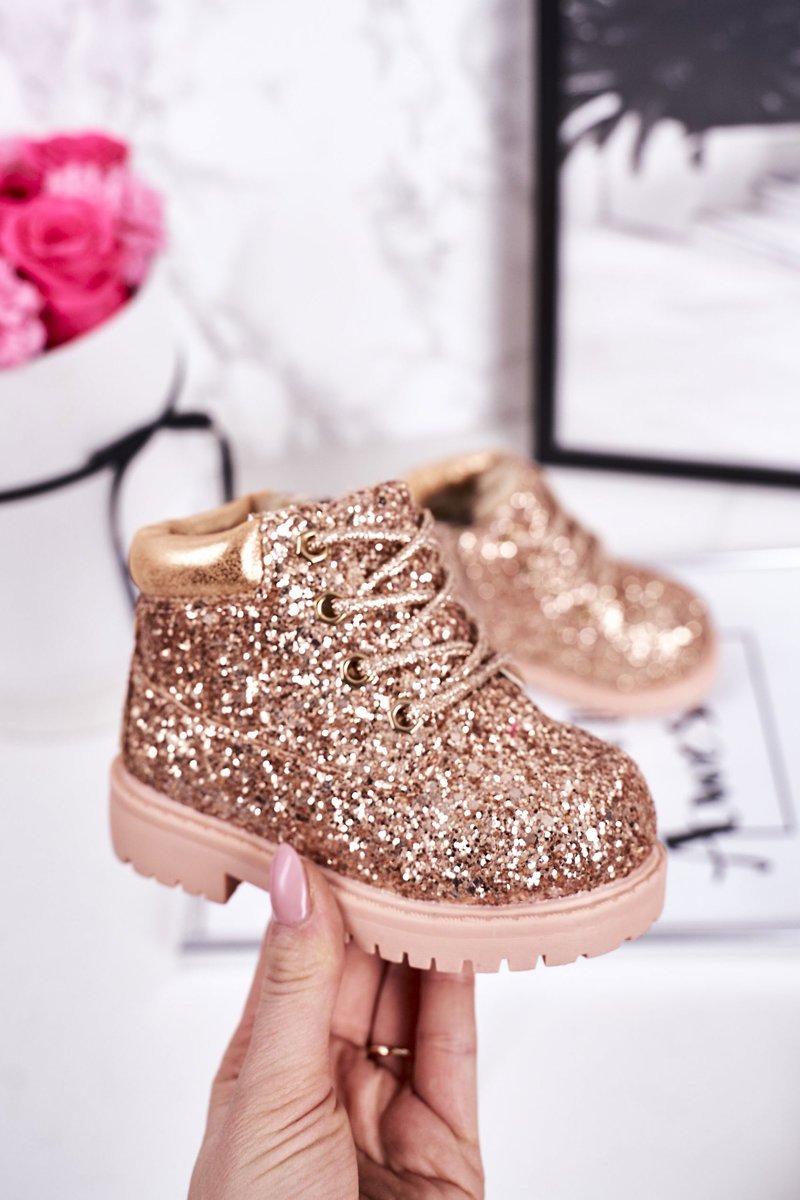 Children's Insulated Glitter Boots Rose 