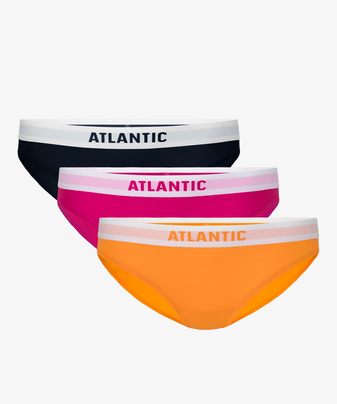Levně Dámské kalhotky Bikini ATLANTIC 3Pack - tmavě modrá, růžová, oranžová