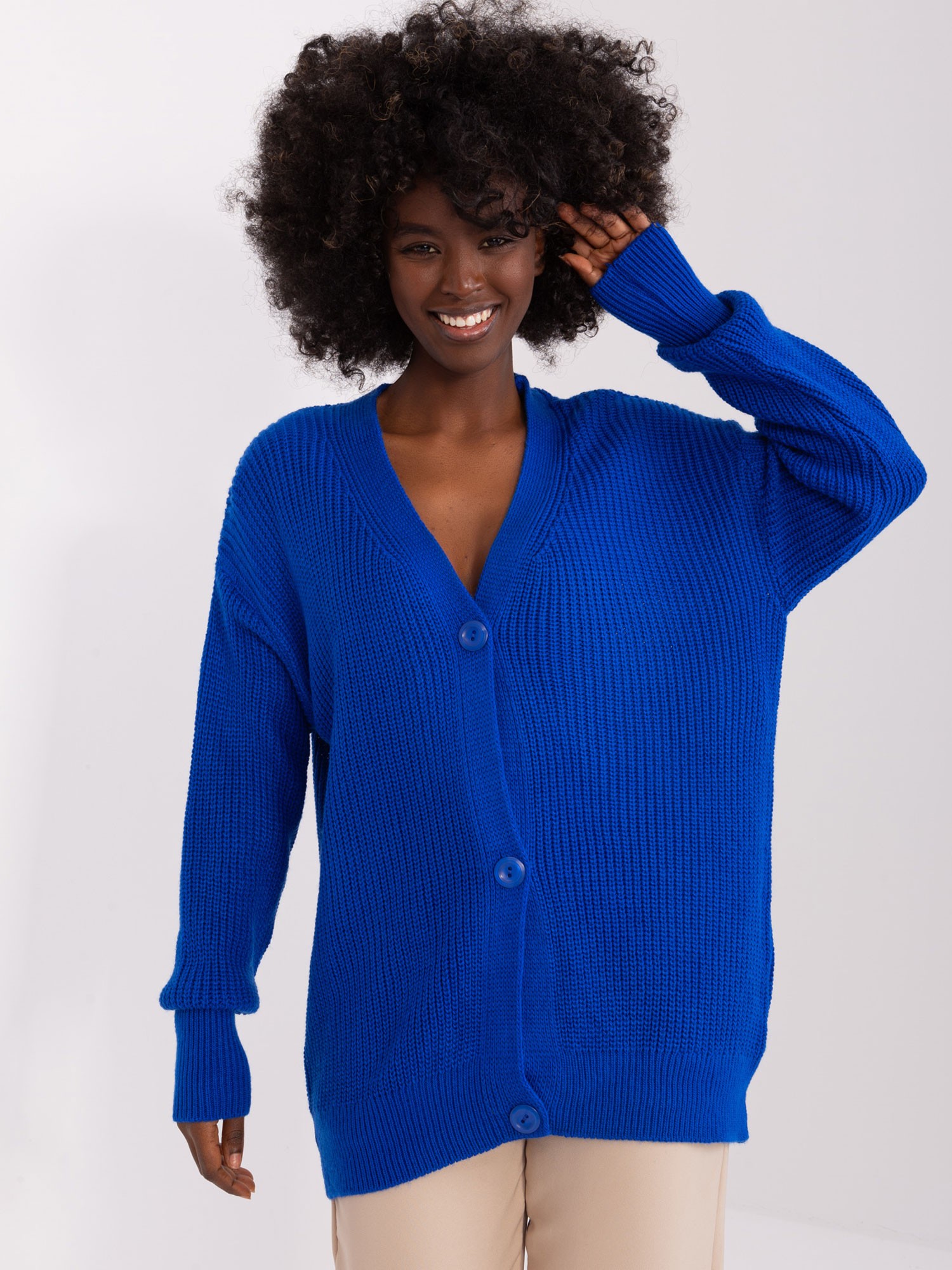 Cobalt blue cardigan with buttons from RUE PARIS