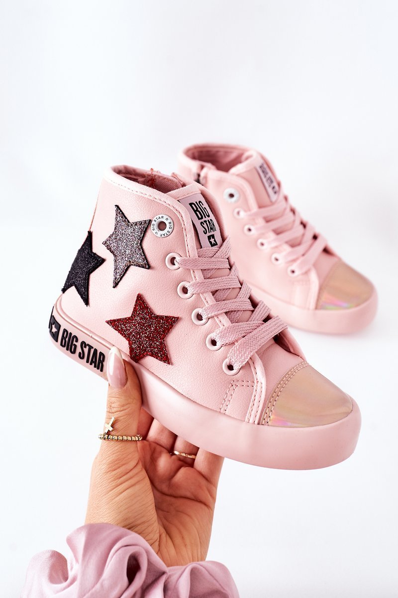 Levně Children's High Sneakers With A Zipper BIG STAR II374030 Pink