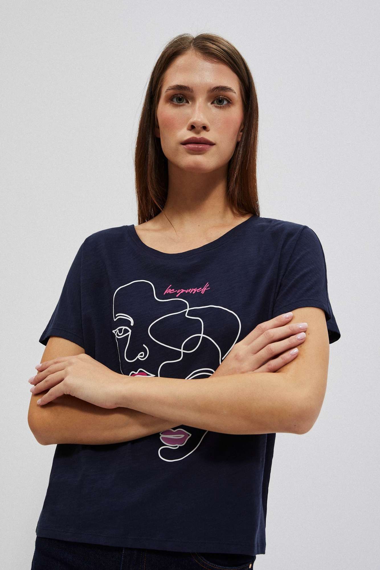 Marisse Womens T-Shirt L-Ts-4047 Navy