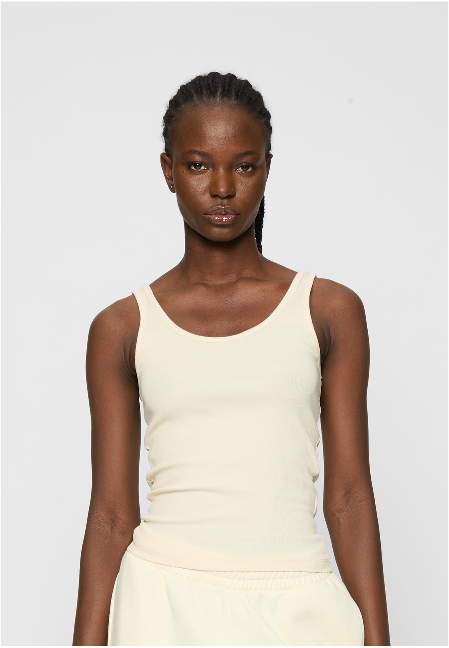 Womens Organic Basic Tank Top 2 Pack - White Sand + Black
