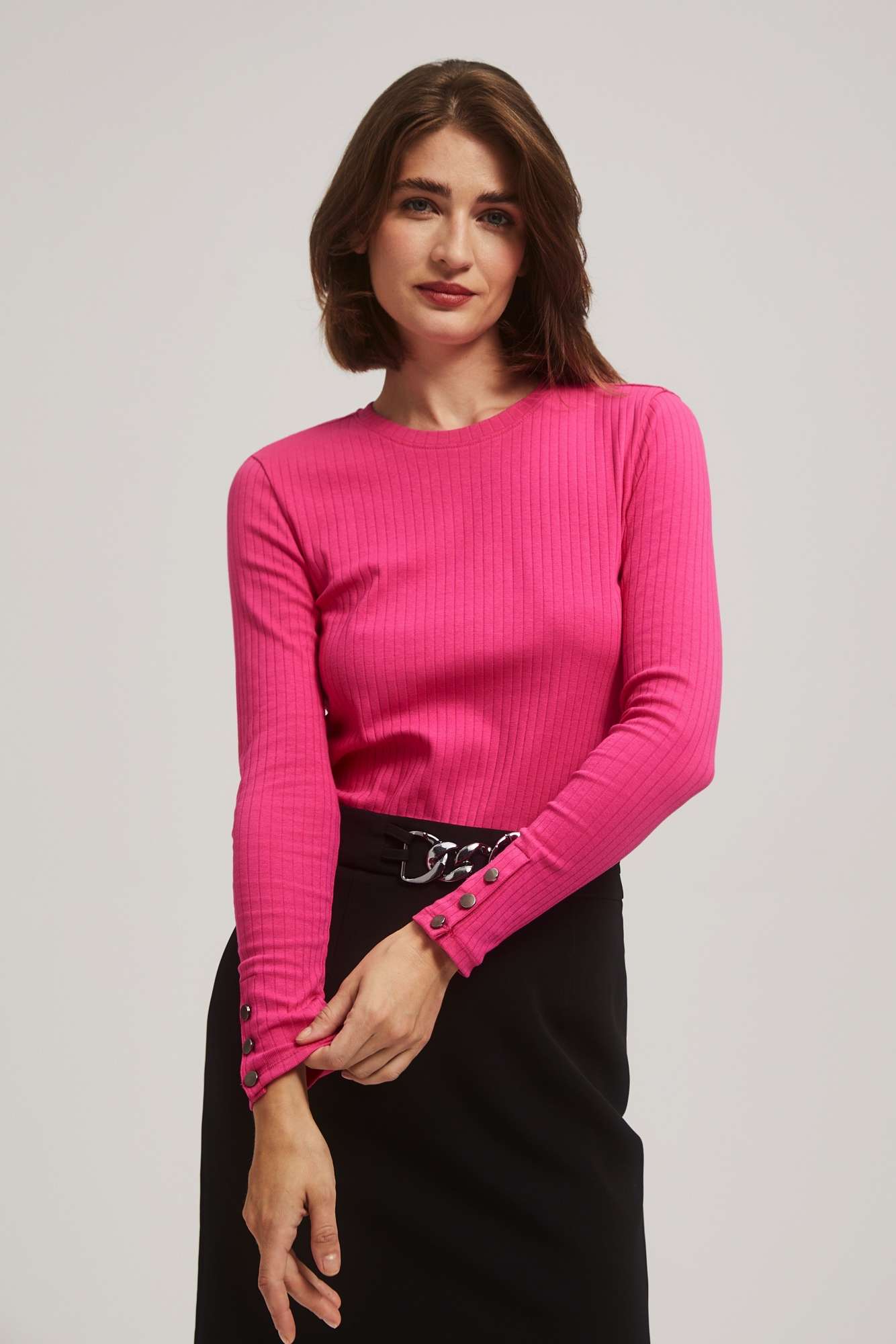 Marisse Ribbed Fuchsia Blouse