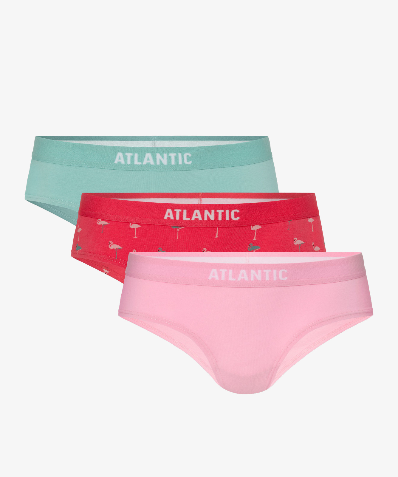 Women Panties Half Hipster ATLANTIC 3Pack - Pink, Coral, Green