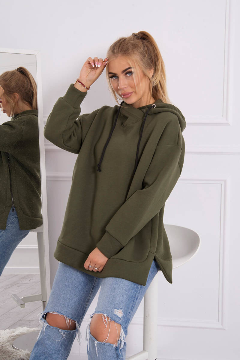 Insulated Sweatshirt With Zipper On Khaki Side