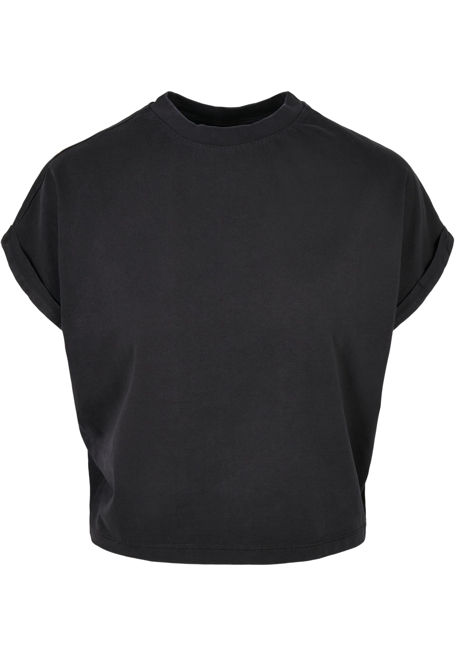Doamnelor scurt pigment Dye Cut On Sleeve Tee Negru