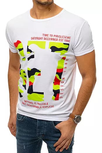 Λευκό ανδρικό T-shirt RX4410 με στάμπα