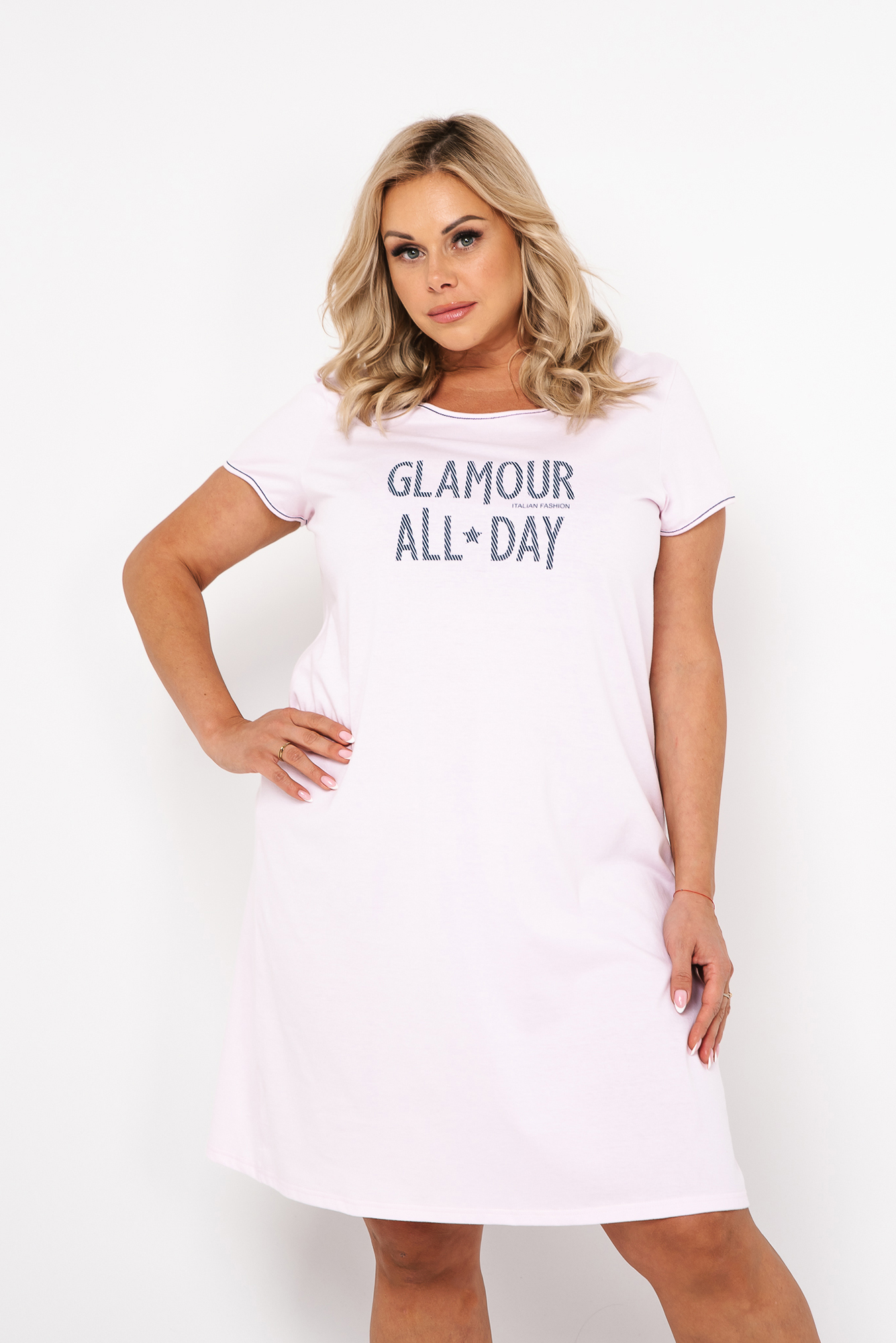 Levně Glamour dámská košile s krátkým rukávem - světle růžová