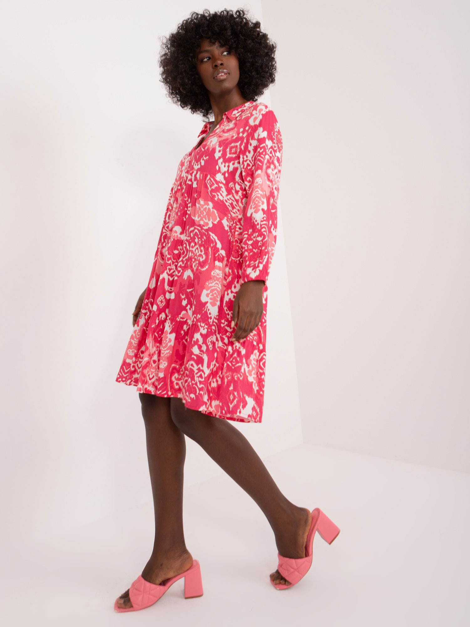Coral loose dress with print SUBLEVEL