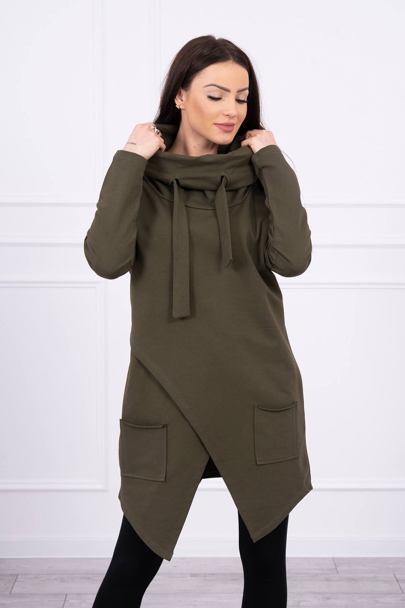 Tunic with clutch at the front Oversize khaki