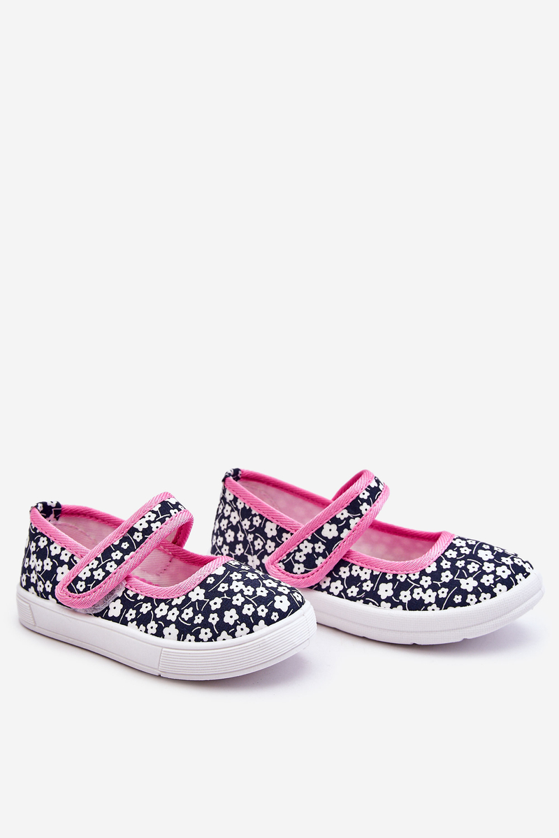 Children's ballerinas with Velcro in navy blue and pink Selah
