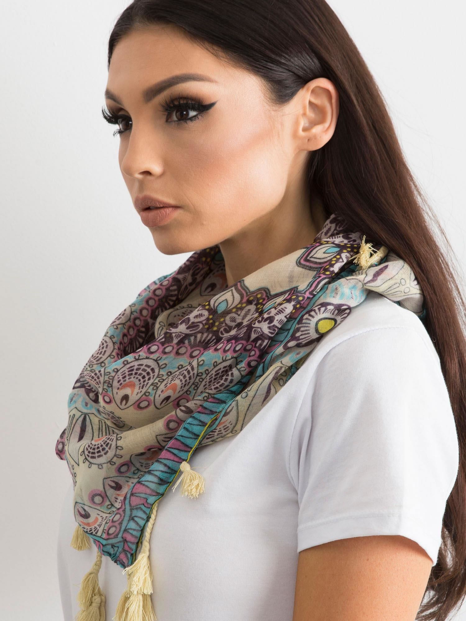 Șal etnic galben deschis