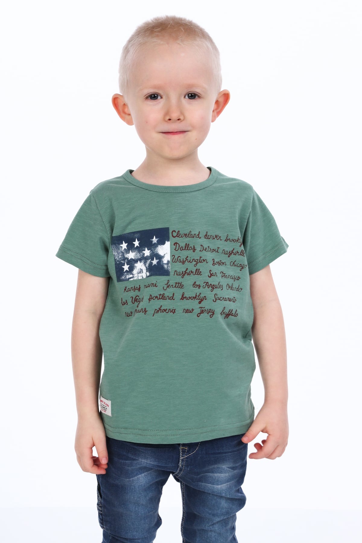 Boy's T-shirt with khaki inscriptions