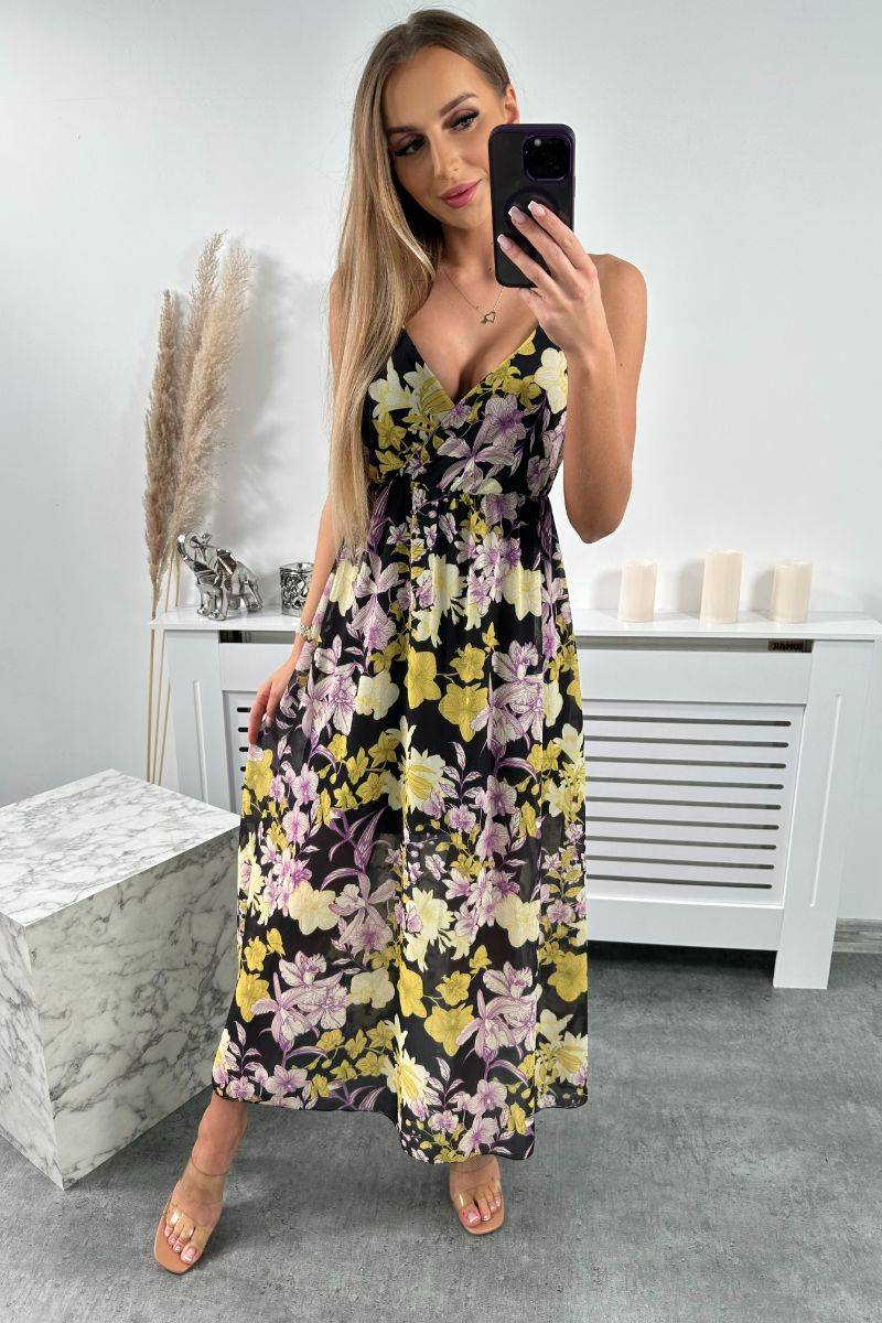 Floral Dress For Hangers Black + Yellow