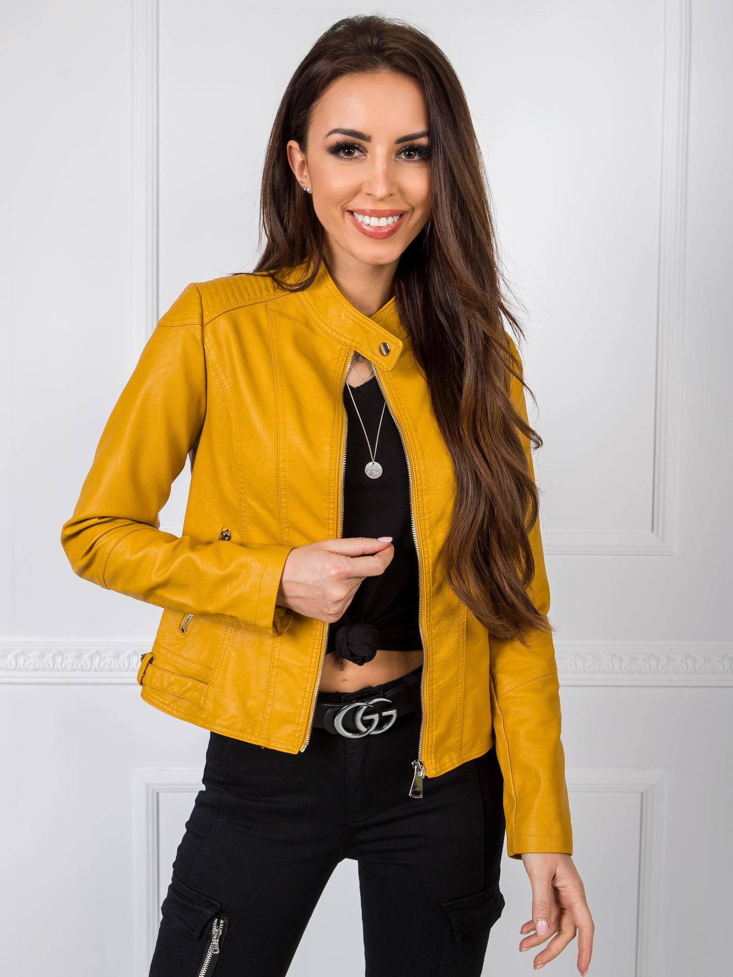 mustard faux leather jacket