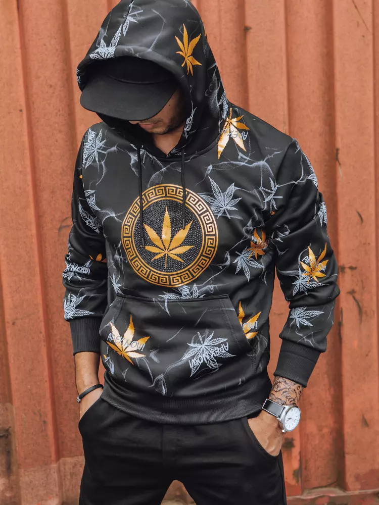 Black Men's Sweatshirt with Dstreet Print: