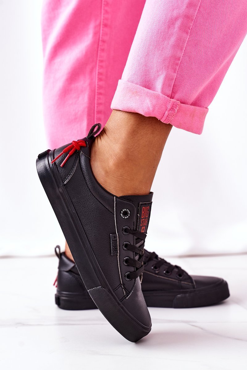 Levně Women's Leather Sneakers BIG STAR GG274161 Black