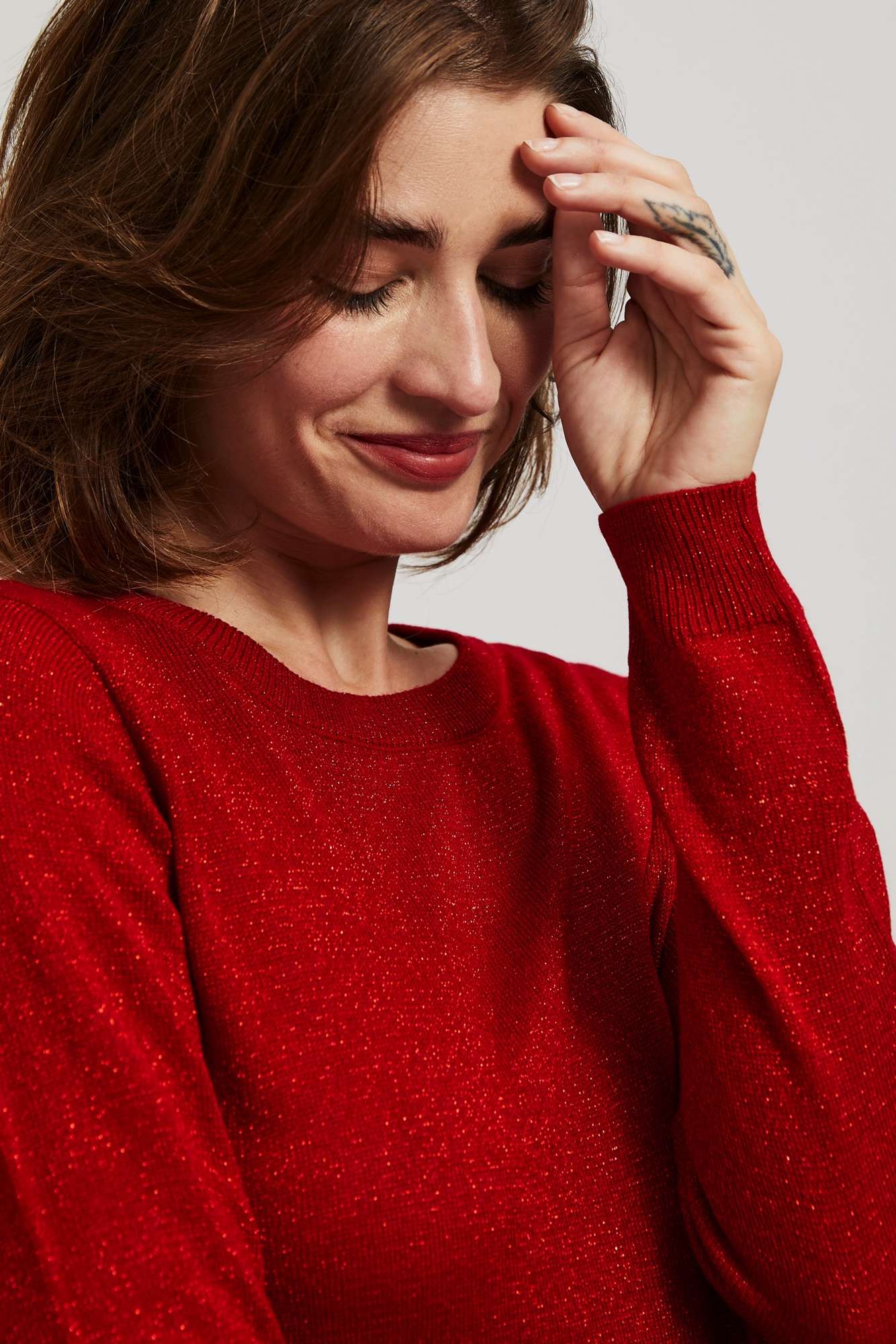 Sweater with metallic thread