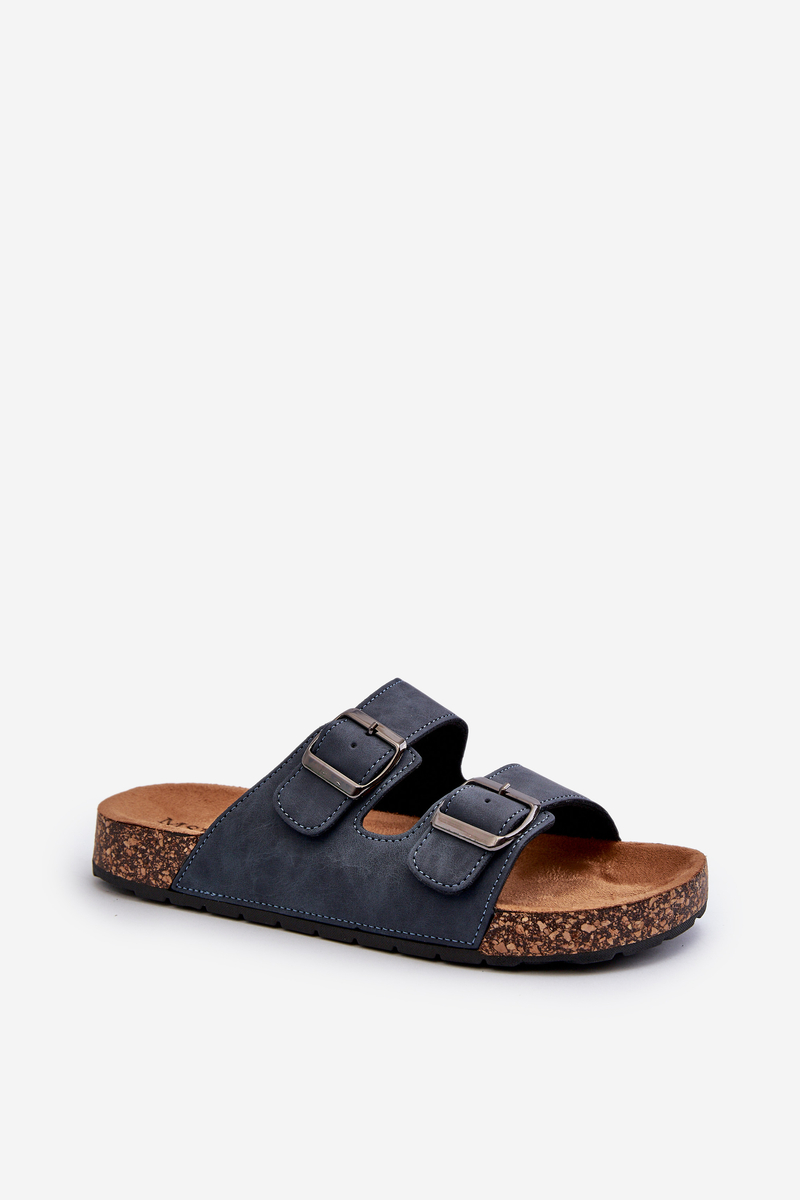 Men's slippers with cork soles, dark blue Rosawia