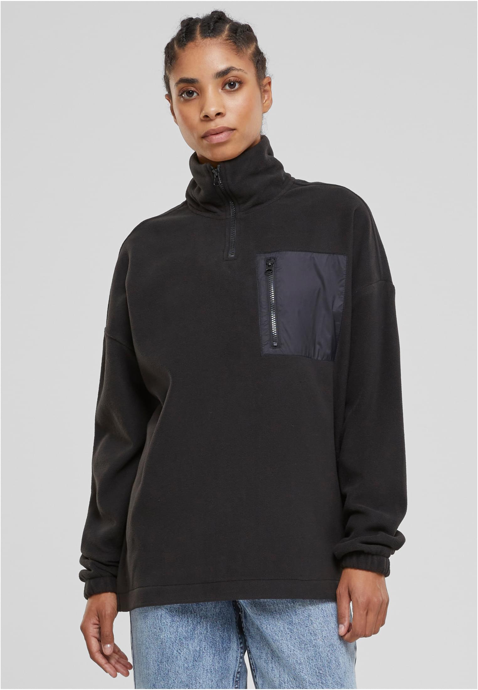 Women's Fleece Sweatshirt Troyer Black