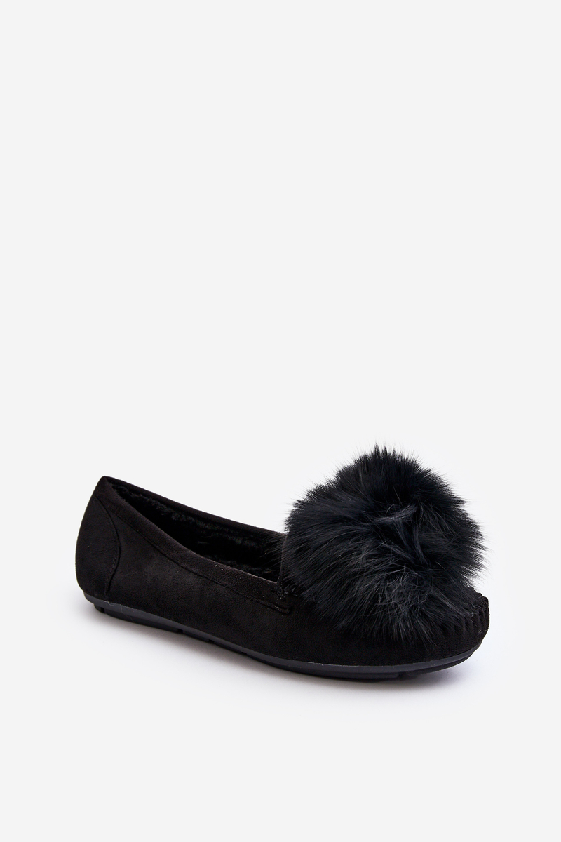 Women's loafers with fur black Novas