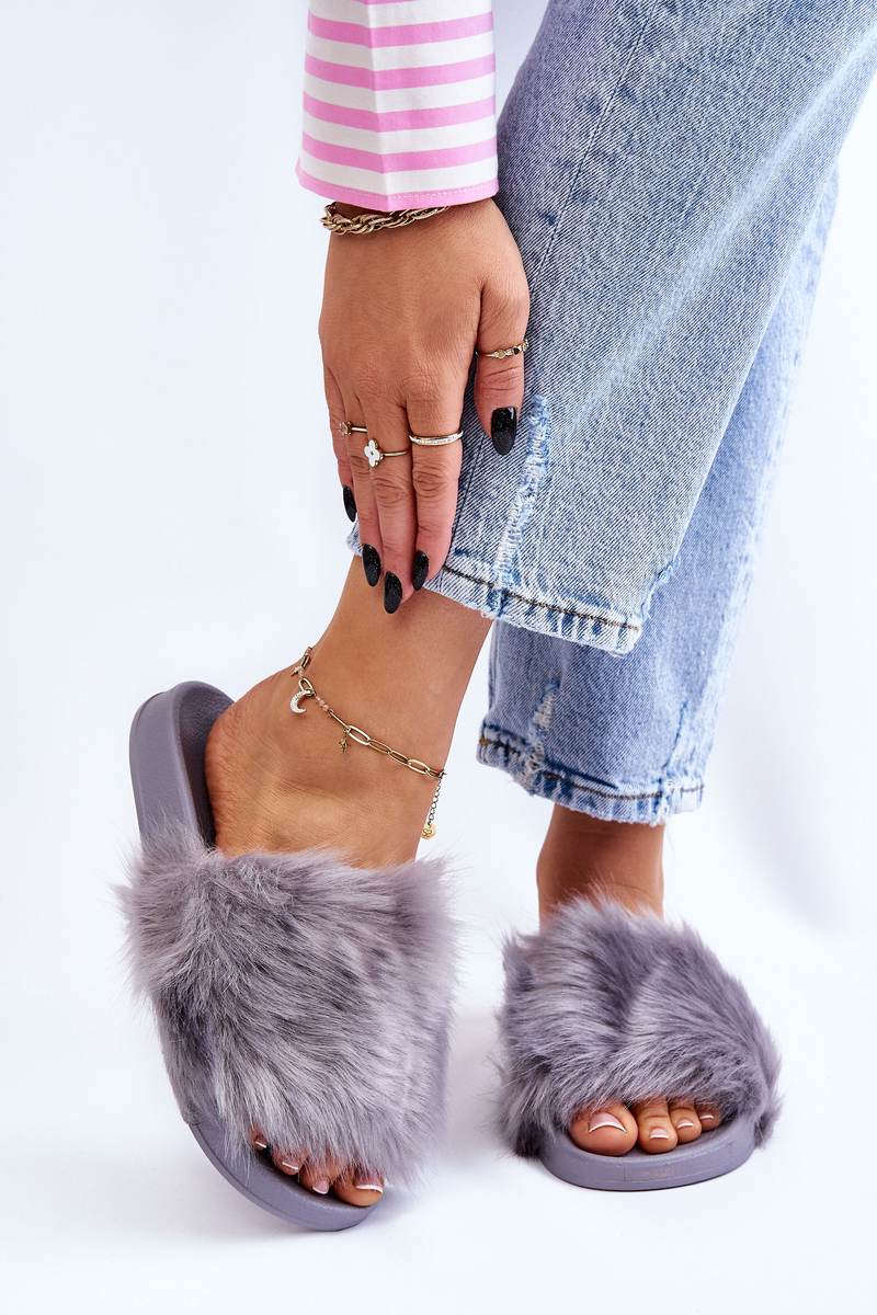 Slippers with fur Rubber dirty Grey Allyson