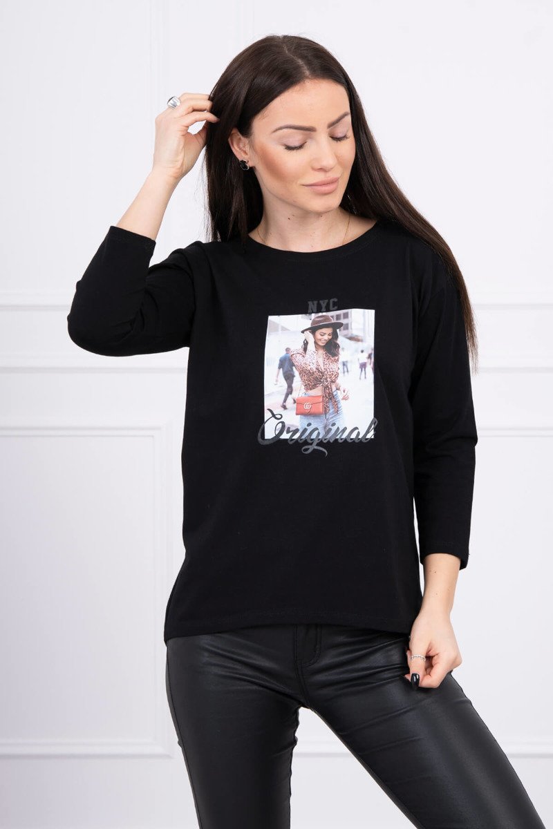 Blouse with Original black print