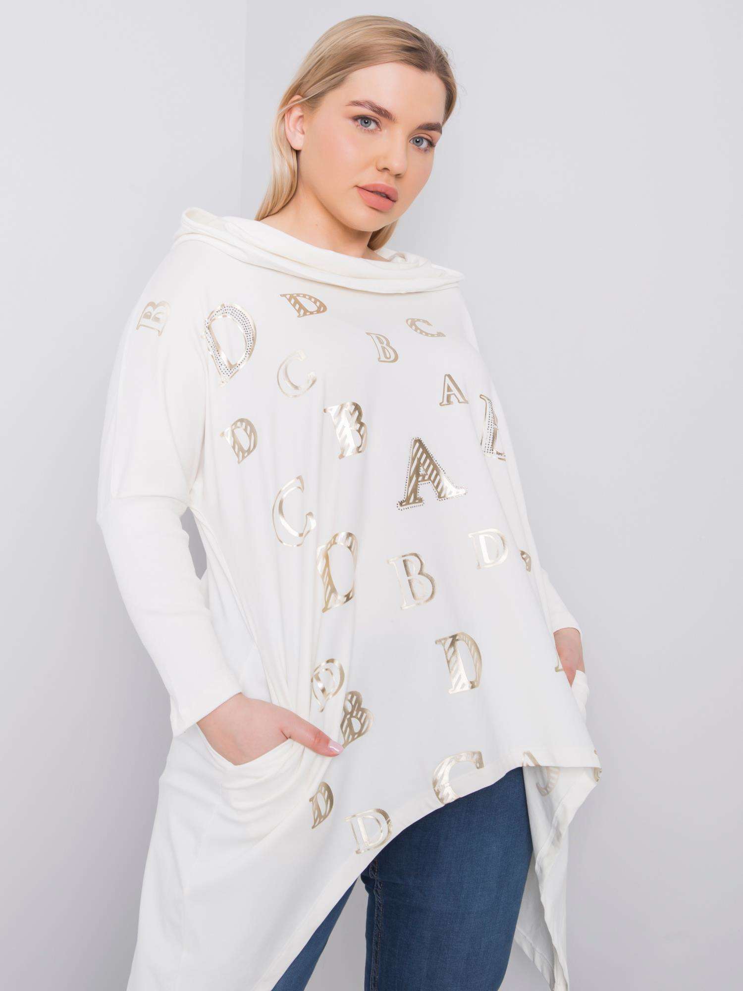 Sweatshirt Ecru Plus Sizes With Print