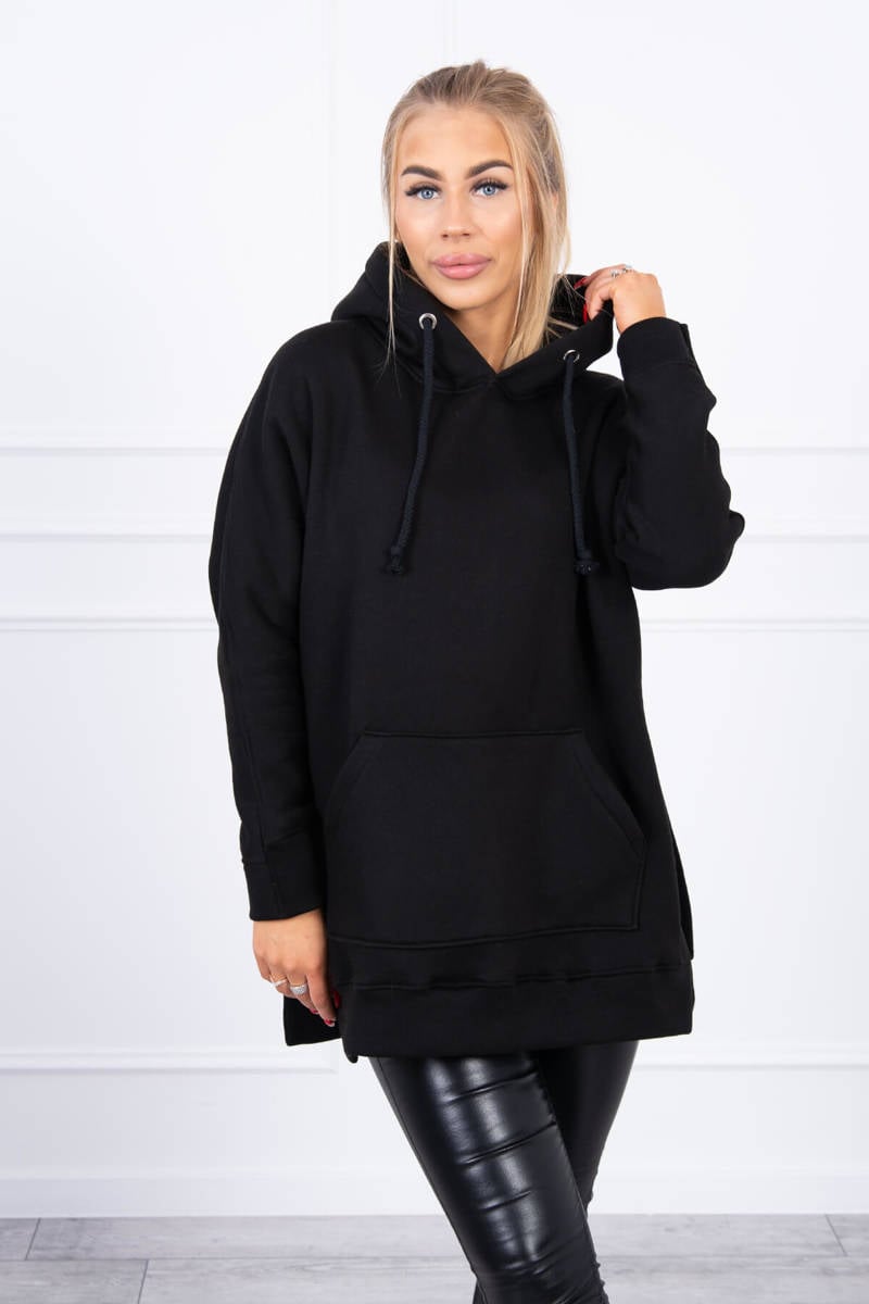 Insulated Sweatshirt With Slits On The Sides Black