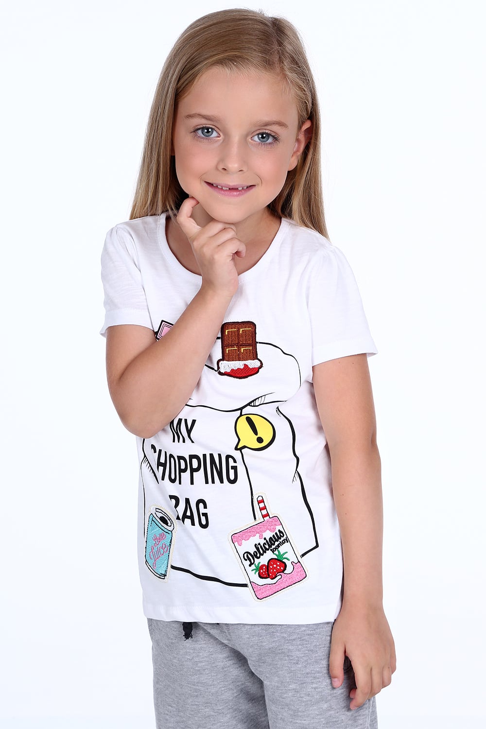 Girls' T-shirt with white patches