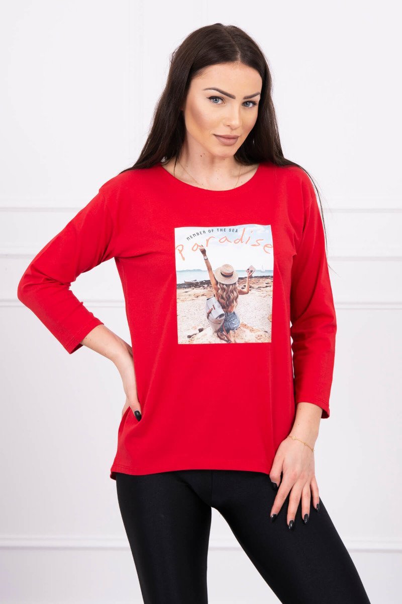 Blouse With Paradise Red Print