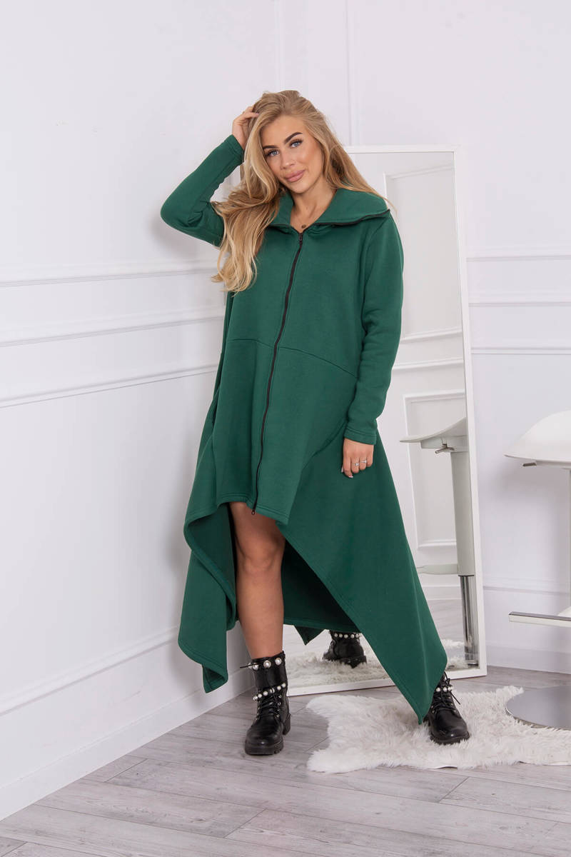 Insulated dress with long sides of dark green color