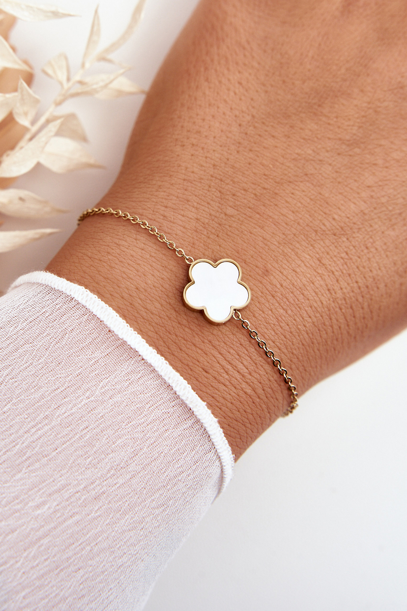 Women's Fashion Bracelet With White And Black Gold Flower