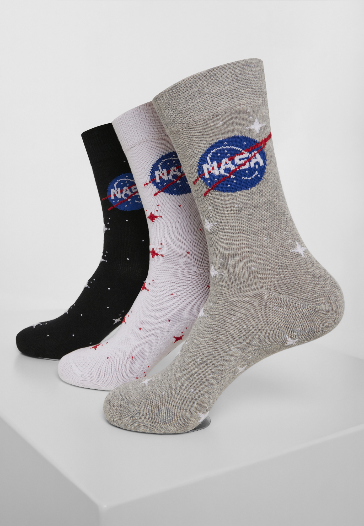 Levně Ponožky NASA Insignia 3-Pack černá/šedá/bílá