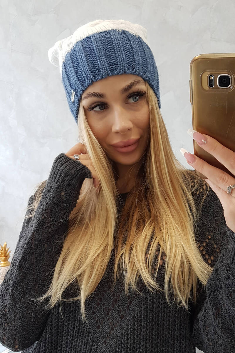 Beanie with fleece Paris K212 white+jeans